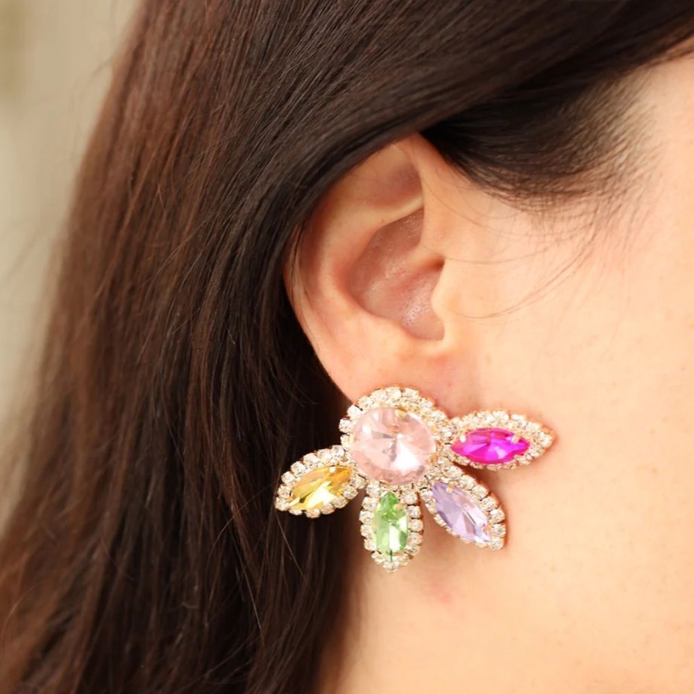 Half flower earrings A99